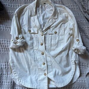 Free People Cream Button Down Shirt Linen/Cotton